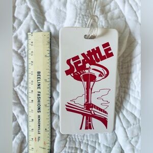 Vintage Seattle space needle luggage tag